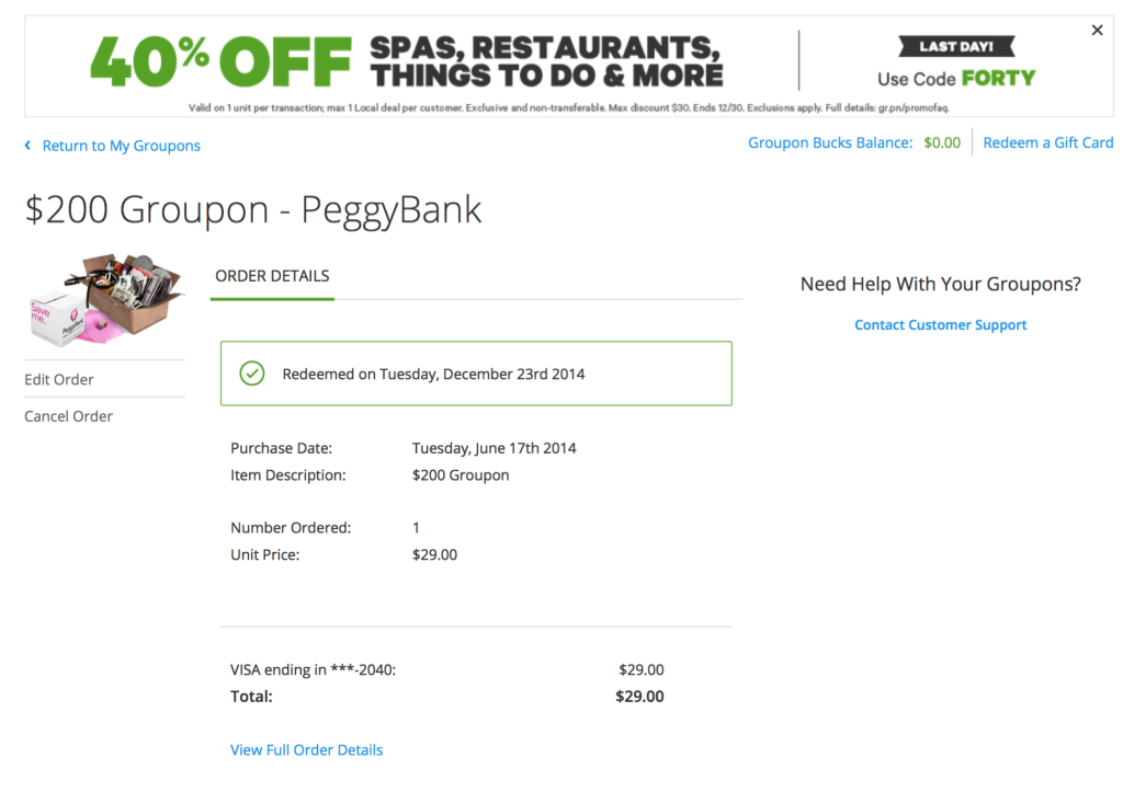 PeggyBank Groupon