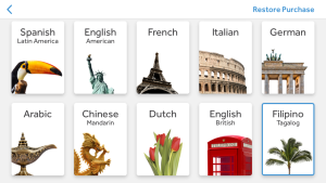 Some languages compatible with the mobile version of Rosetta Stone. 