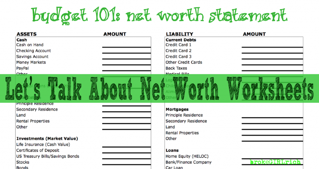 Let’s Talk About Net Worth Worksheets