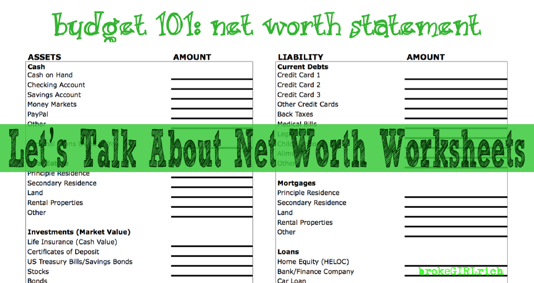 26 Assets And Liabilities Worksheet - Worksheet Information
